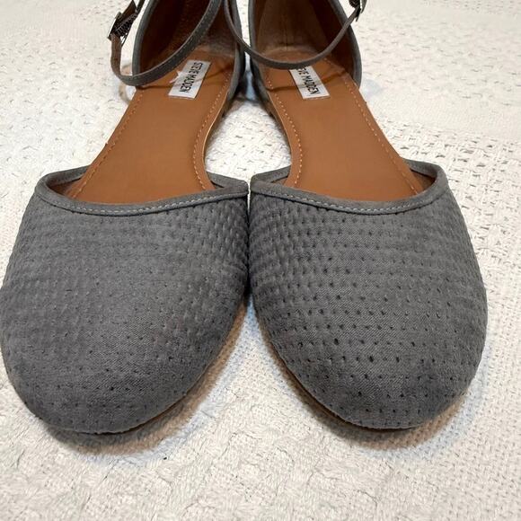 Steve Madden Maia 10 textured fabric ankle strap round toe flats 3075 - Picture 5 of 10
